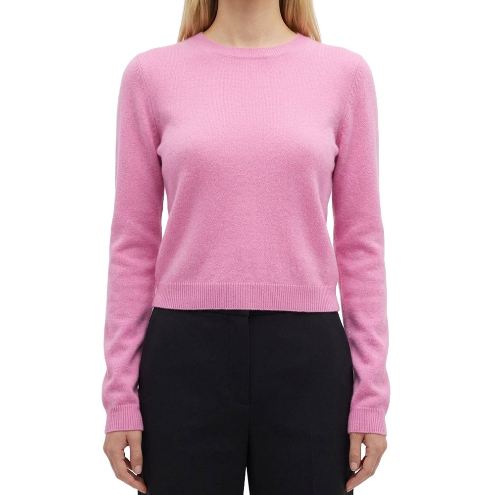 Reformation x Camille Rowe Vann Cashmere Cropped Sweater Pink Crew M